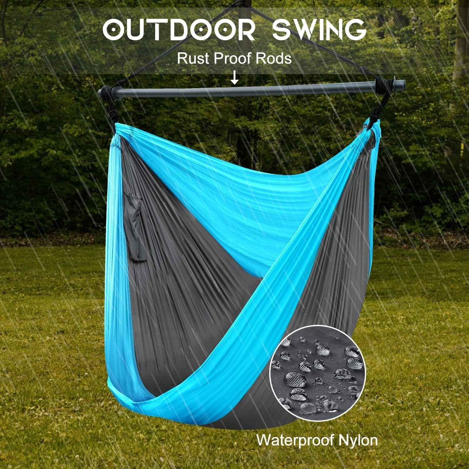 Portable Hammock Chair Swing, Lightweight Outdoor/Indoor, Max 500lbs Gray. Blue