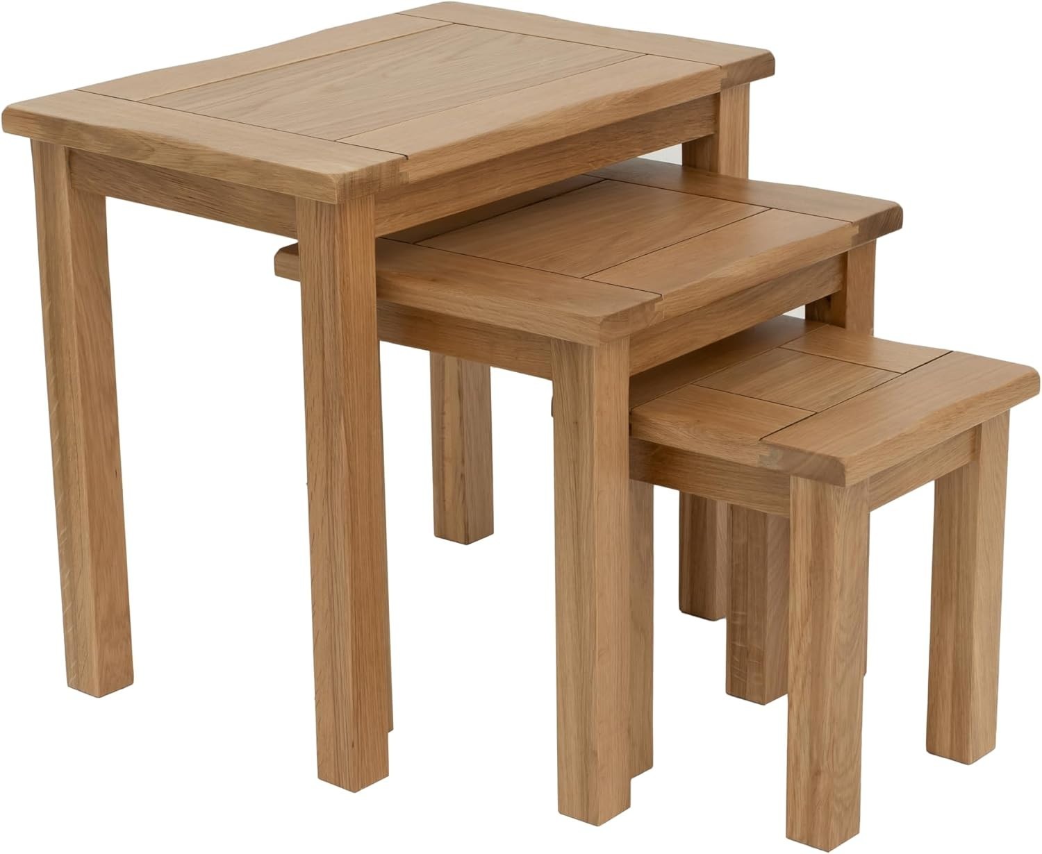 Nest of Tables Oak Wood Coffee Side Lamp Snack Tables Rectangular Modern