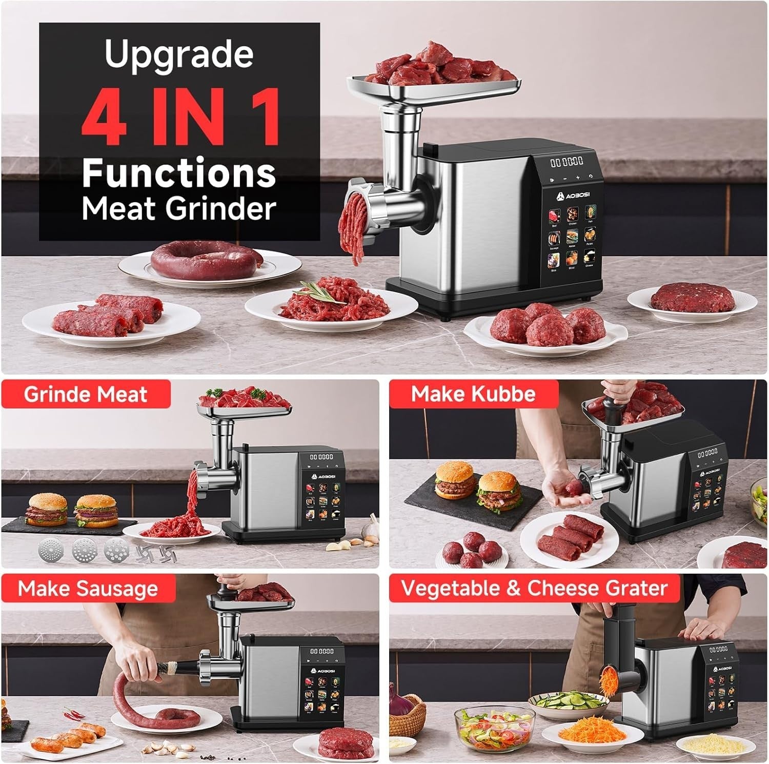3000W Electric Meat Grinder 9 Speed Food Processor Sausage Maker