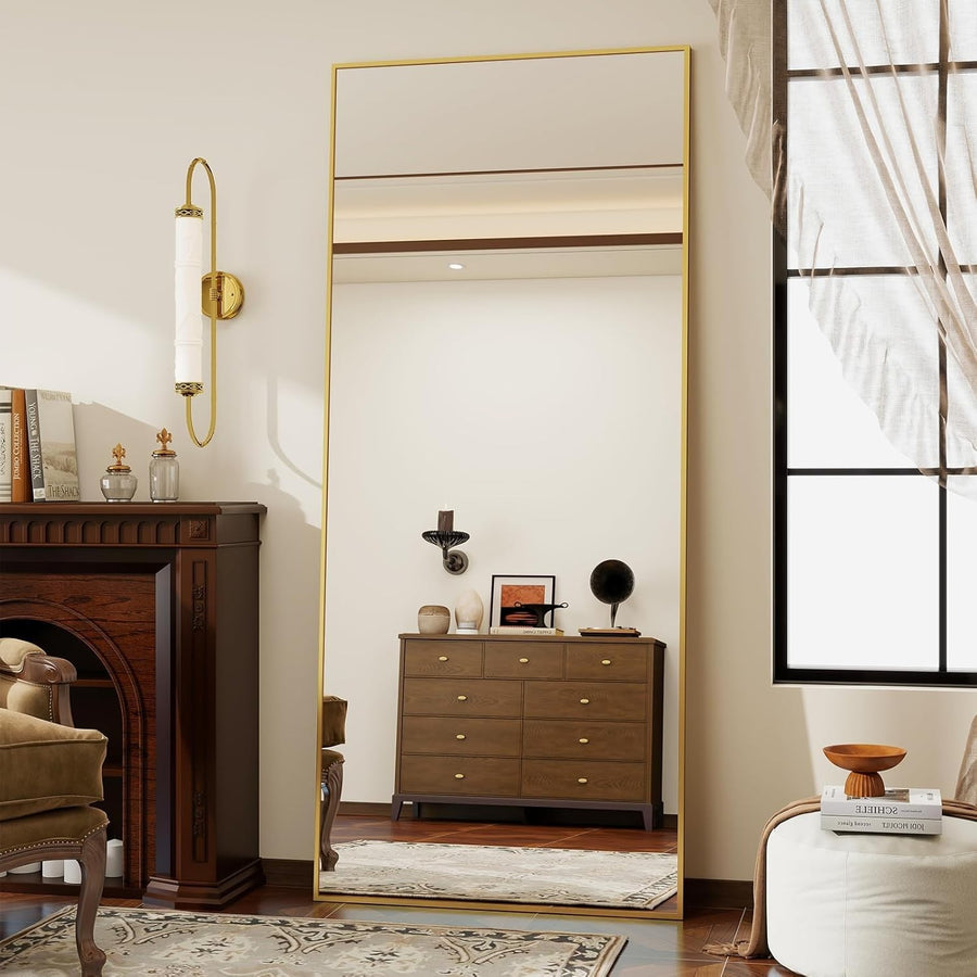 Full Length Floor Mirror 76x171cm Standing Leaning Wall Mount Gold Frame