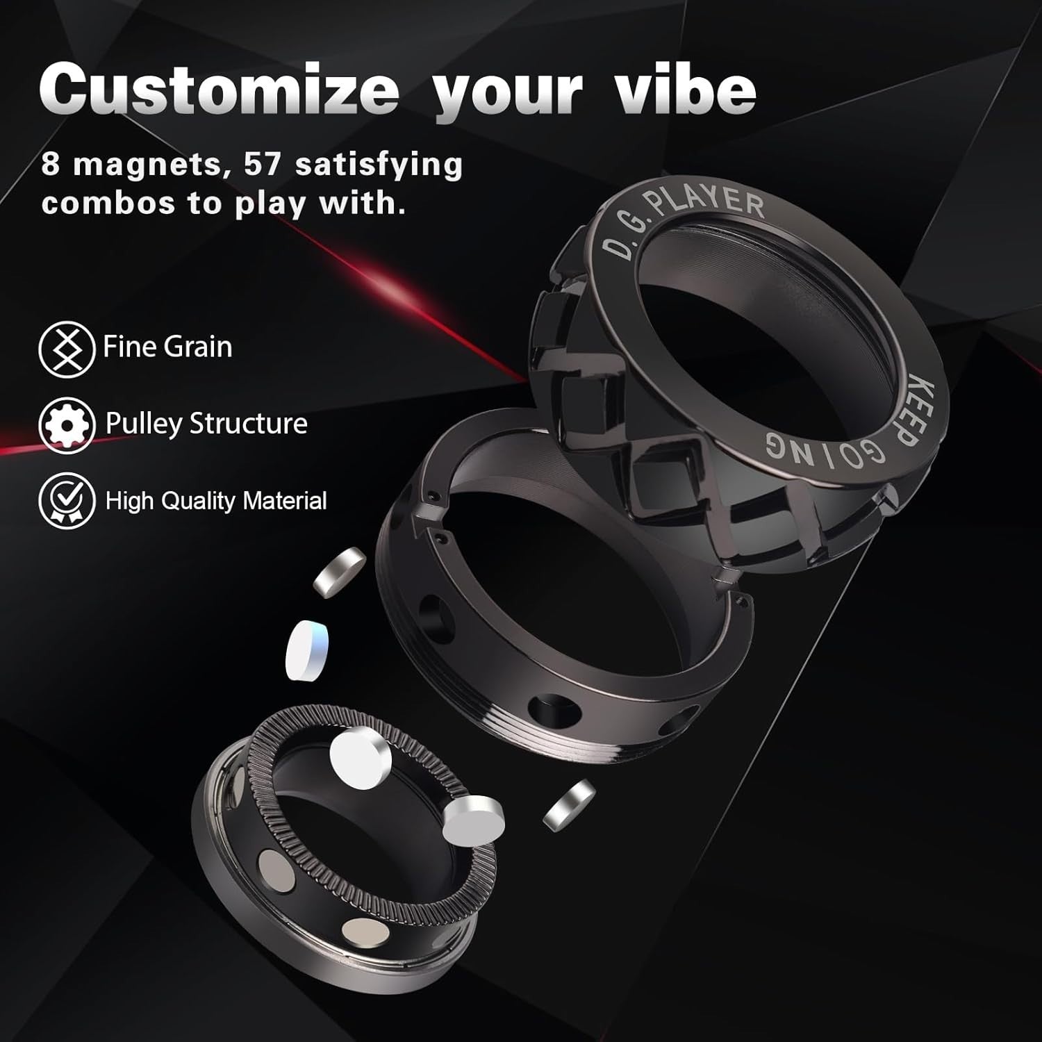 Metal Fidget Spinner Ring Adjustable Silent Stress Relief ADHD Toy