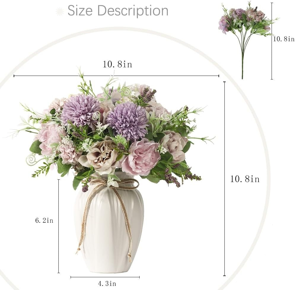 Artificial Peony Flower Arrangement in Vase Purple Luxury Faux Home Decor
