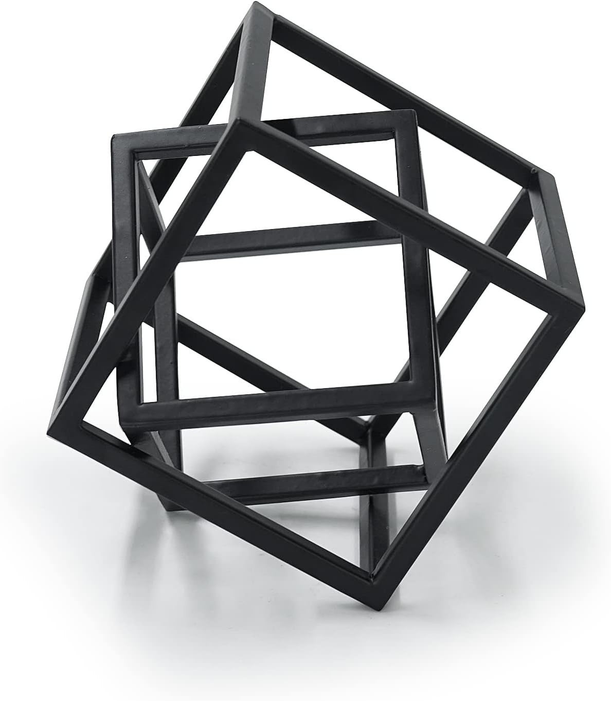 Modern Geometric Cube Sculpture • Black Cast Iron Art Decor