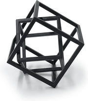 Modern Geometric Cube Sculpture • Black Cast Iron Art Decor
