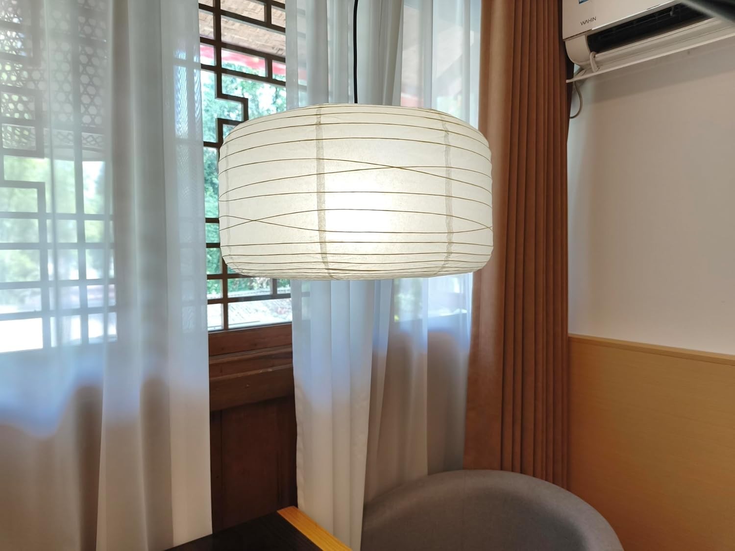White Paper Doughnut Ceiling Lampshade 43cm Japanese Style Foldable Light