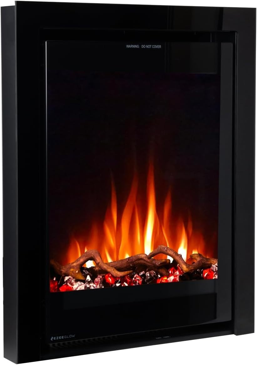 Inset Electric Fireplace Heater 16" & 22" Recessed Remote Control Timer