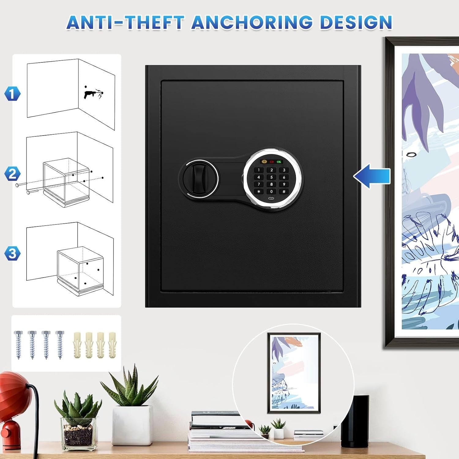 43L Fireproof Safe Box Digital Keypad Security Safe with Document Bag