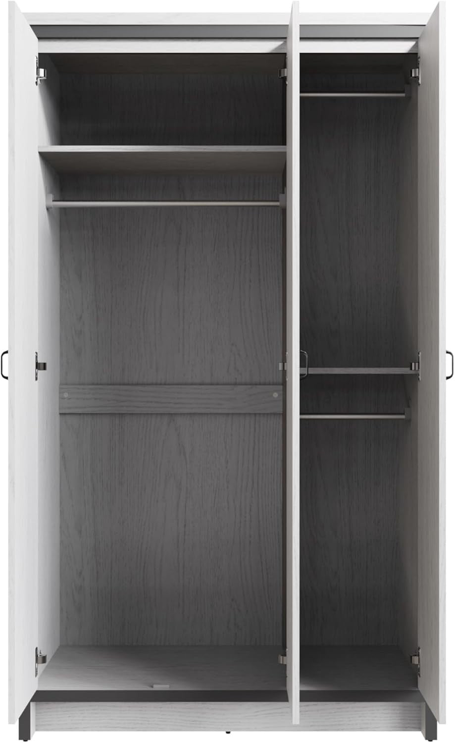 3 Door Bedroom Wardrobe with Rails & Shelves – White Storage Unit