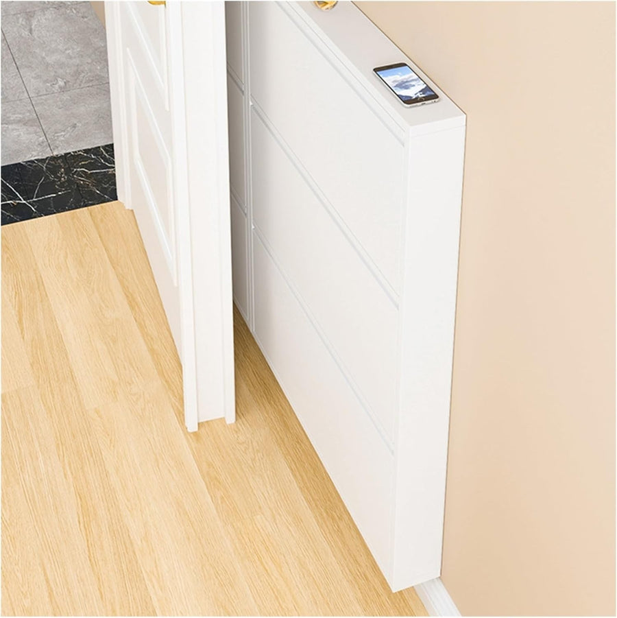 Slim 80cm 3-Tier Shoe Cabinet – Hidden Flip-Down Storage