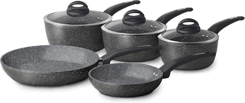 5pc Graphite Non Stick Cookware Set 18/20/22cm Saucepans 20/28cm Frying Pan