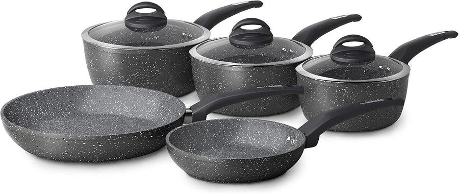 5pc Graphite Non Stick Cookware Set 18/20/22cm Saucepans 20/28cm Frying Pan
