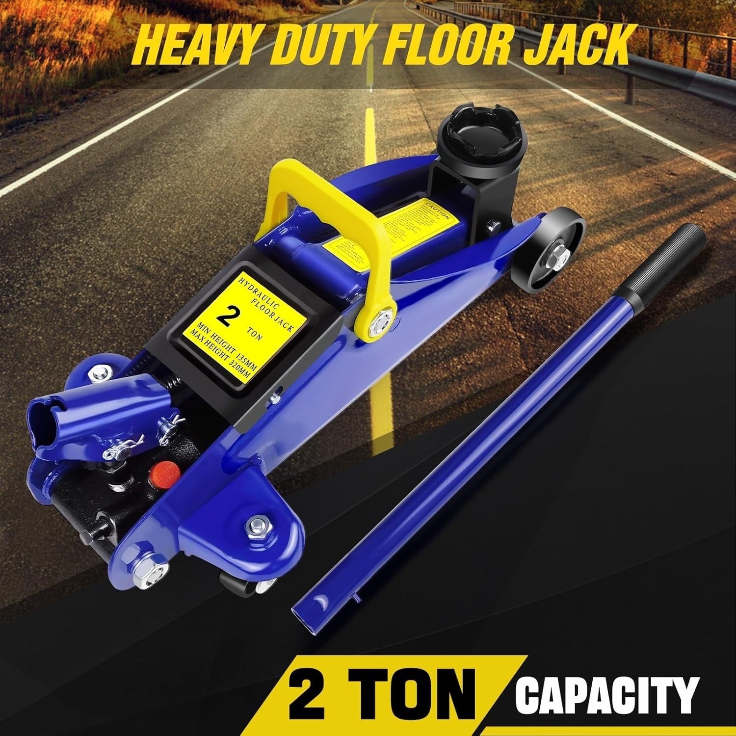 2 Ton Low Profile Steel Trolley Jack Heavy Duty 135–320mm Lift w/ Swivel Wheels