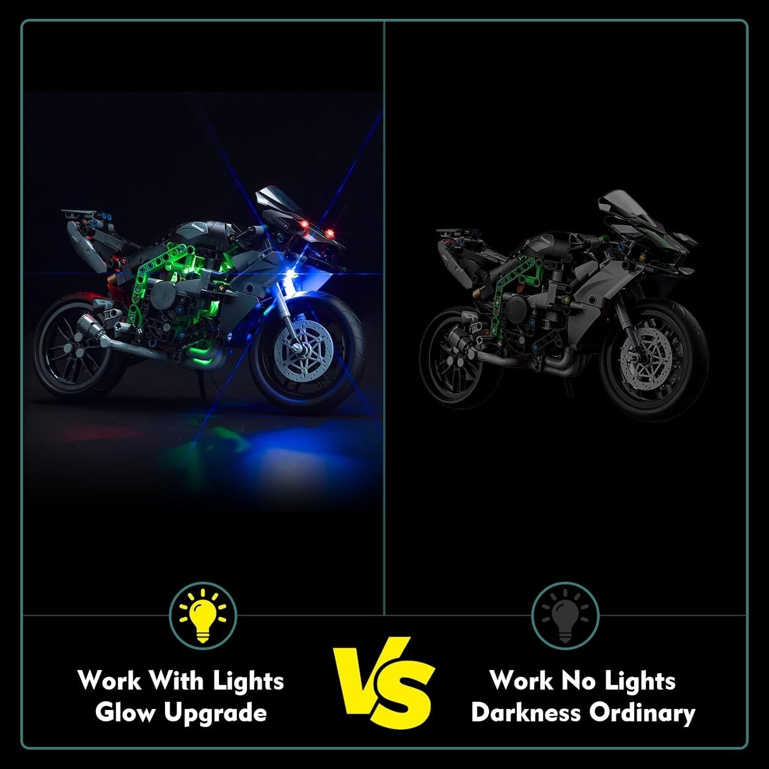 LED Light Kit for Lego Kawasaki Ninja H2R Motorcycle Model – Custom Glow Set