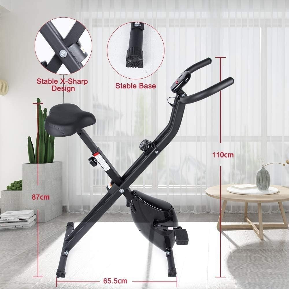 Foldable Magnetic Exercise Bike w/ LCD Monitor, Adjustable Resistance & Compact