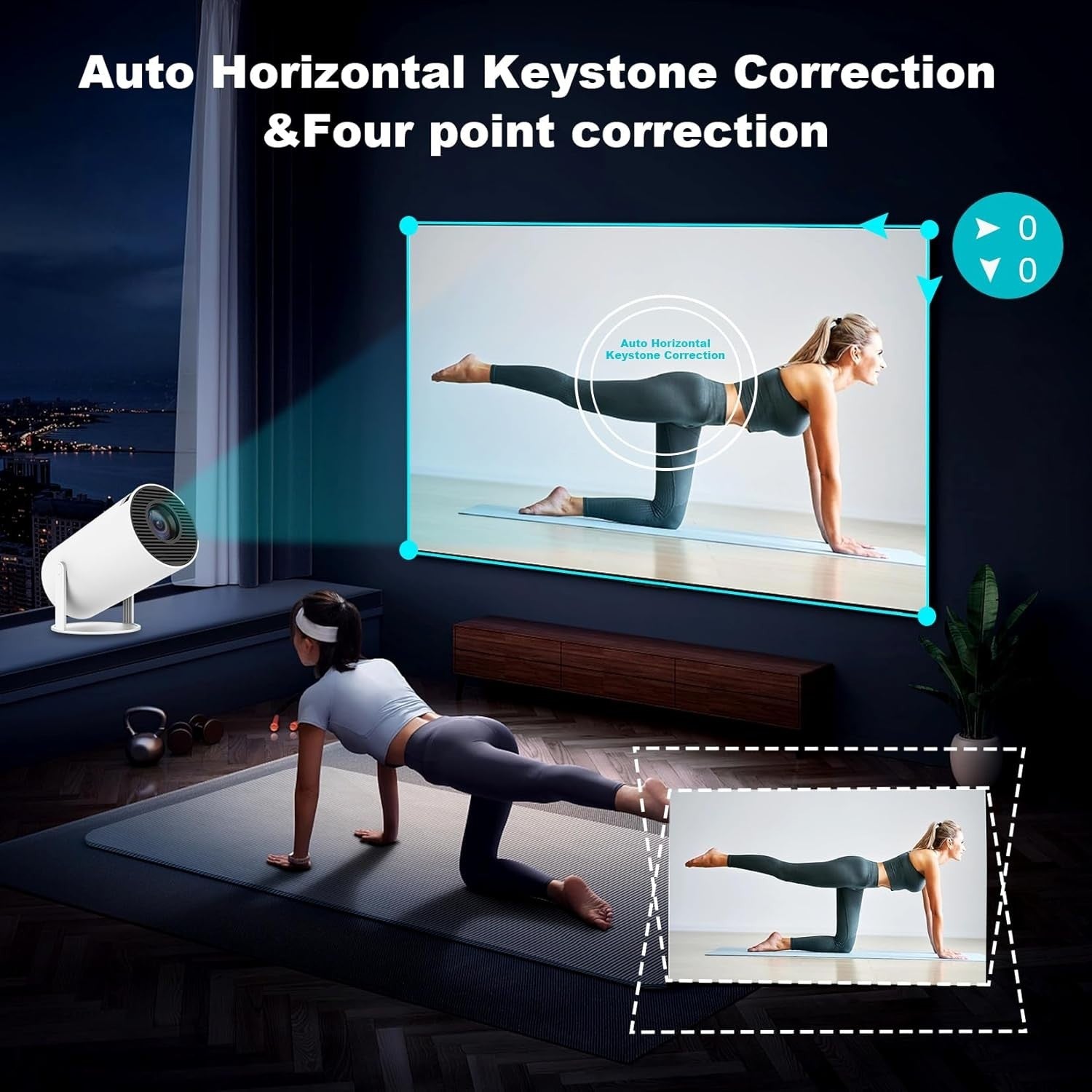 4K Mini Smart Projector Android WiFi 6 Bluetooth 180° Portable