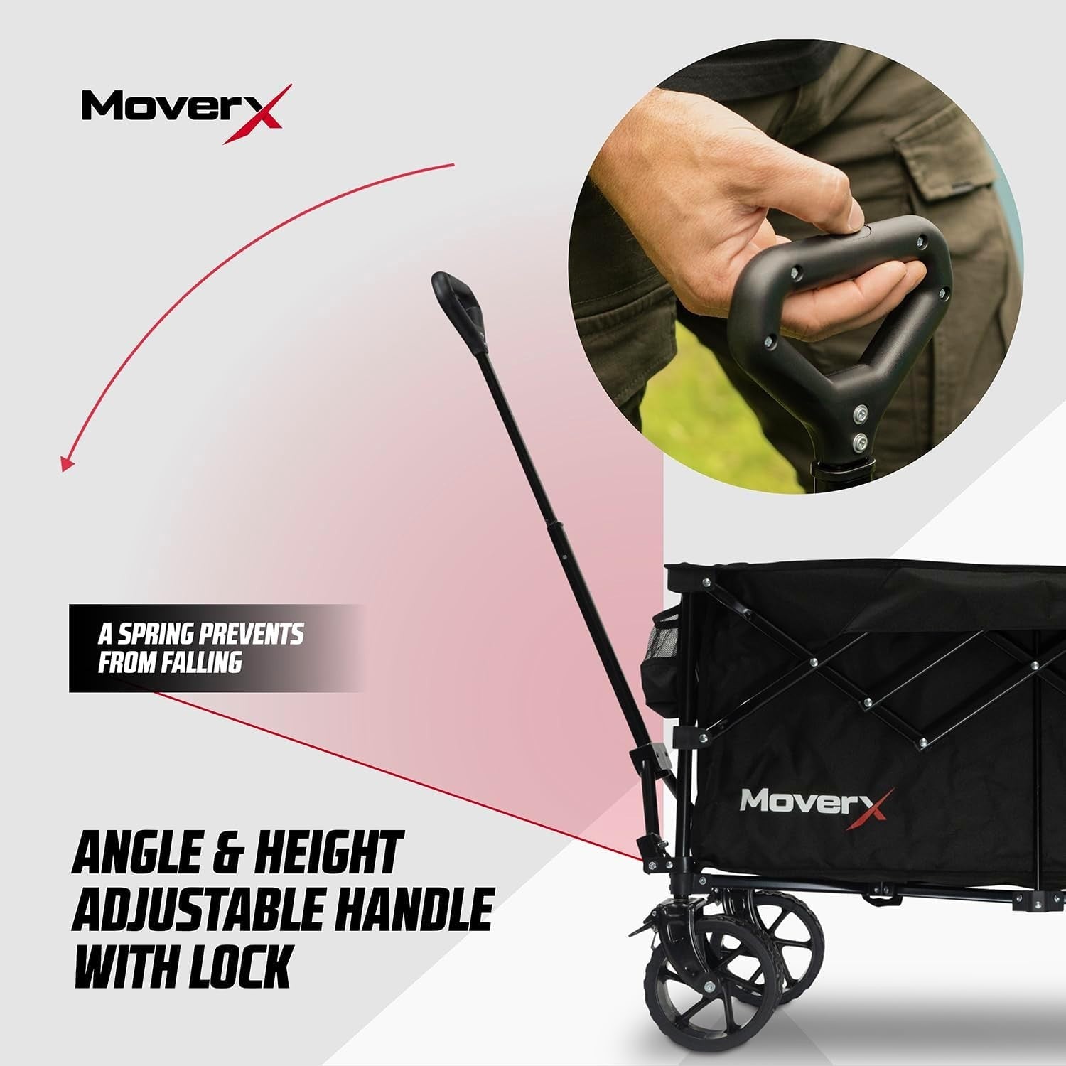 Black 300L Folding Camping Wagon Wide Wheel Festival Trolley Adjustable Handle