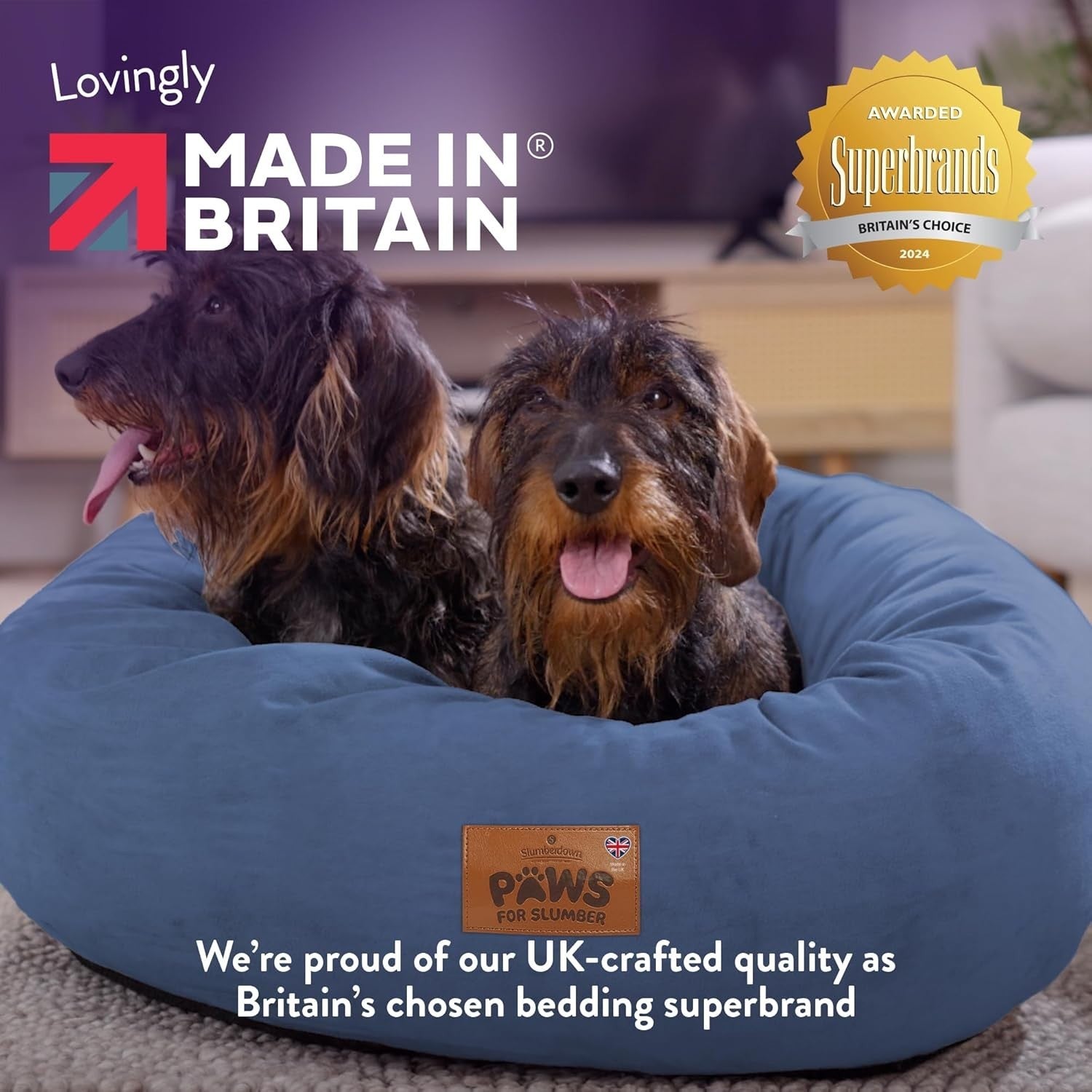 Large Calming Donut Dog Bed 75cm Washable Non Slip Navy