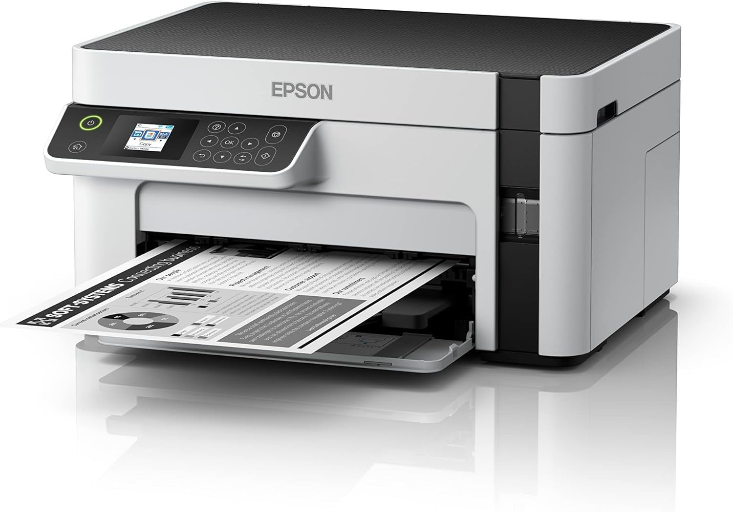 Black Mono Ink Tank Printer Wi-Fi A4 All-in-One Fast Duplex Print 70cps