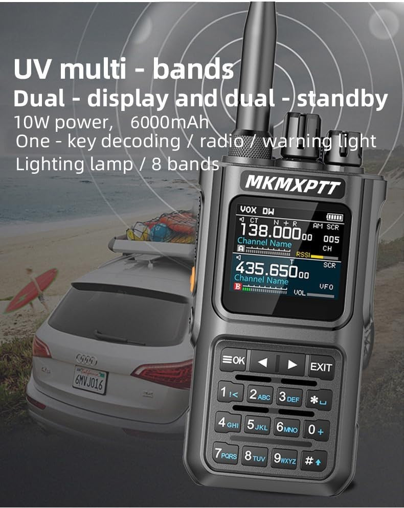 10W GPS Dual Band Walkie Talkie 6000mAh Long Range Dual Screen Radio