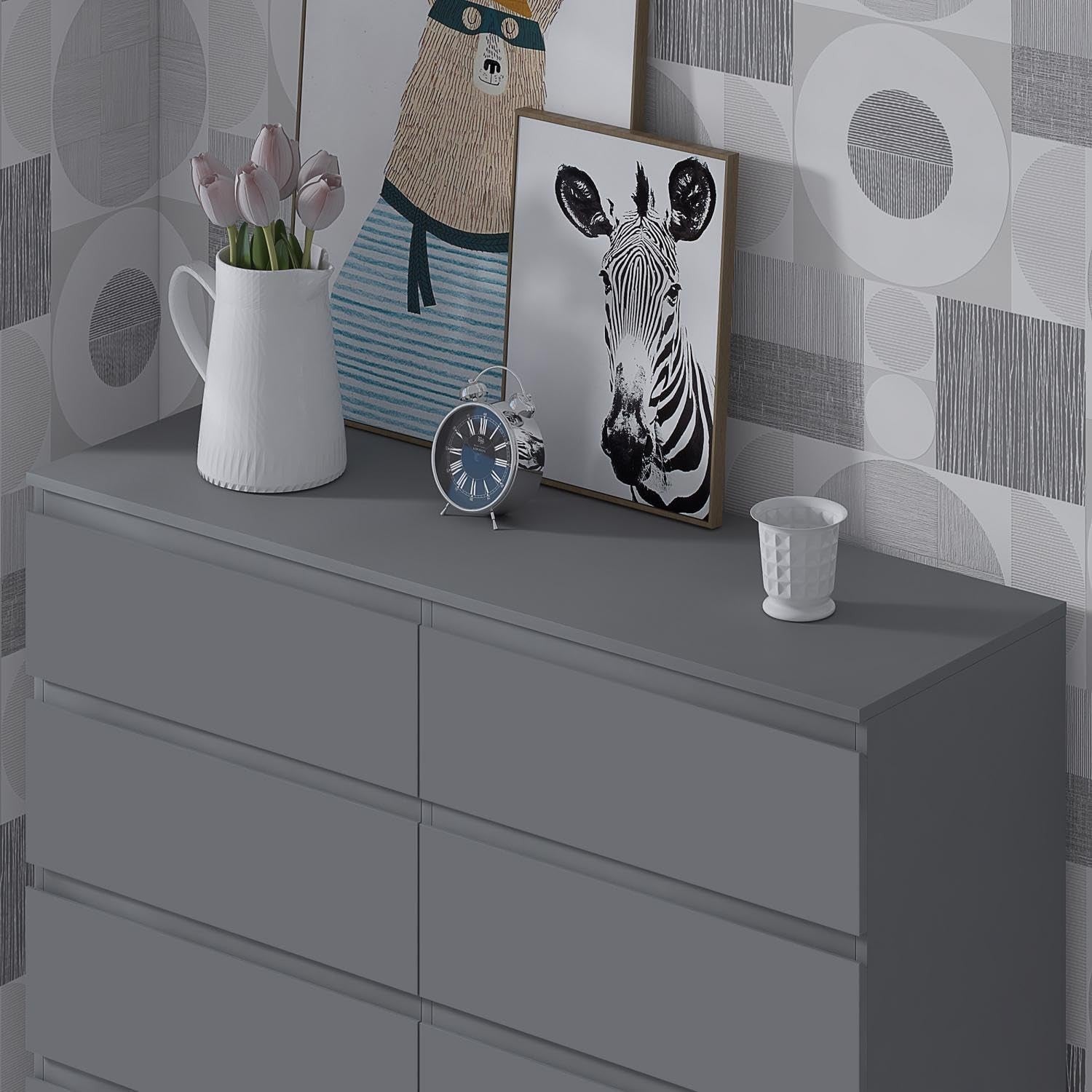 Matt Grey 8 Drawer Chest XL Modern Storage Cabinet Bedroom Dresser Unit