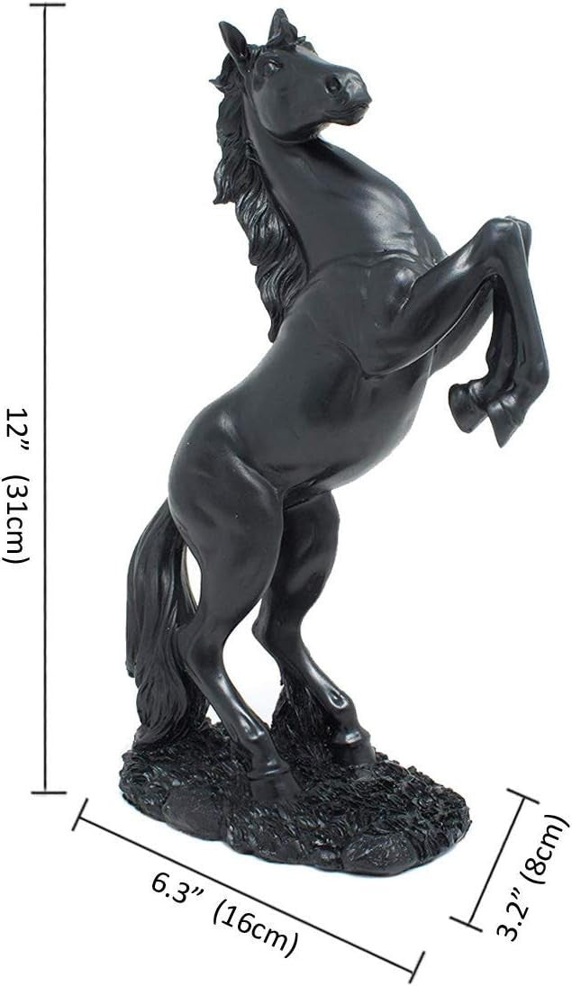 Rearing Horse Statue Black Resin Sculptural Decor Elegant Home Office Art