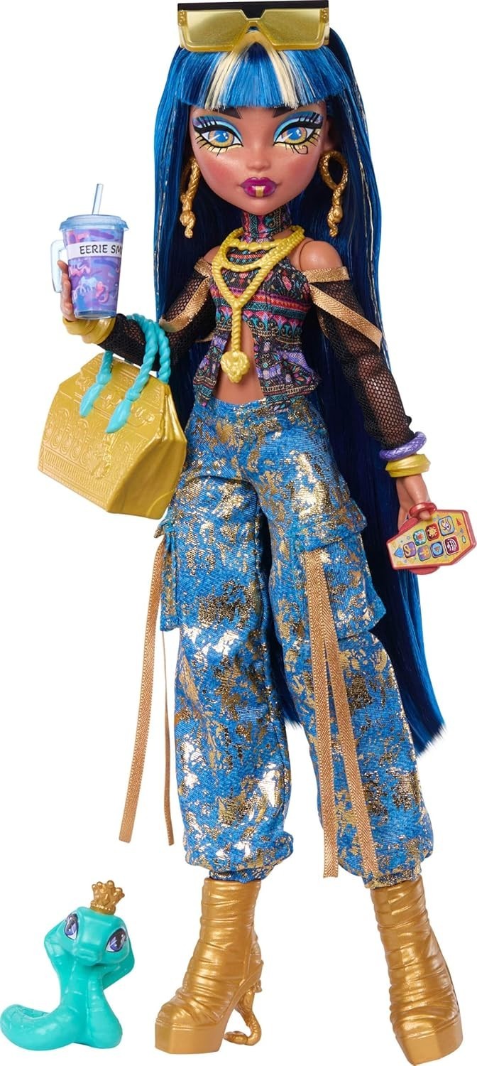 Mummy Fashion Doll Crop Top Cargo Pants Pet Snake Accessories Set