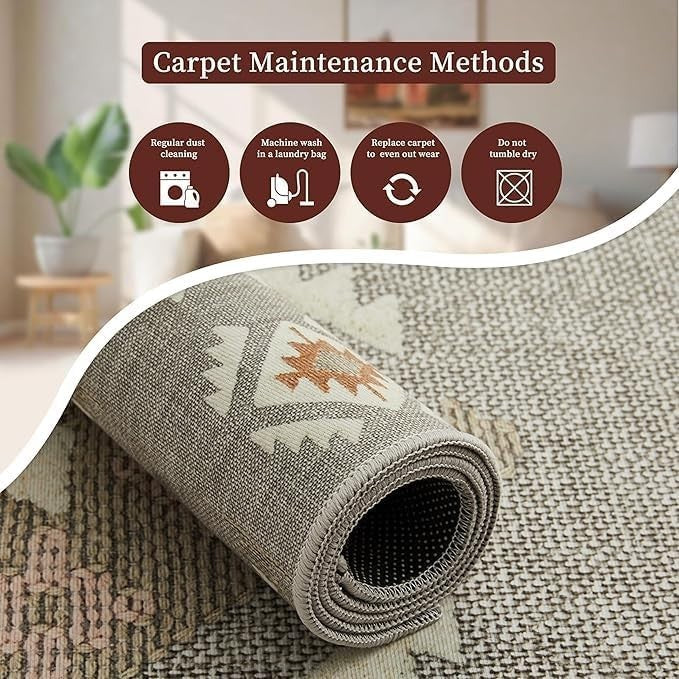 Large Tribal Pattern Rug Soft Modern Indoor Area Carpet Grey Beige 160x230cm