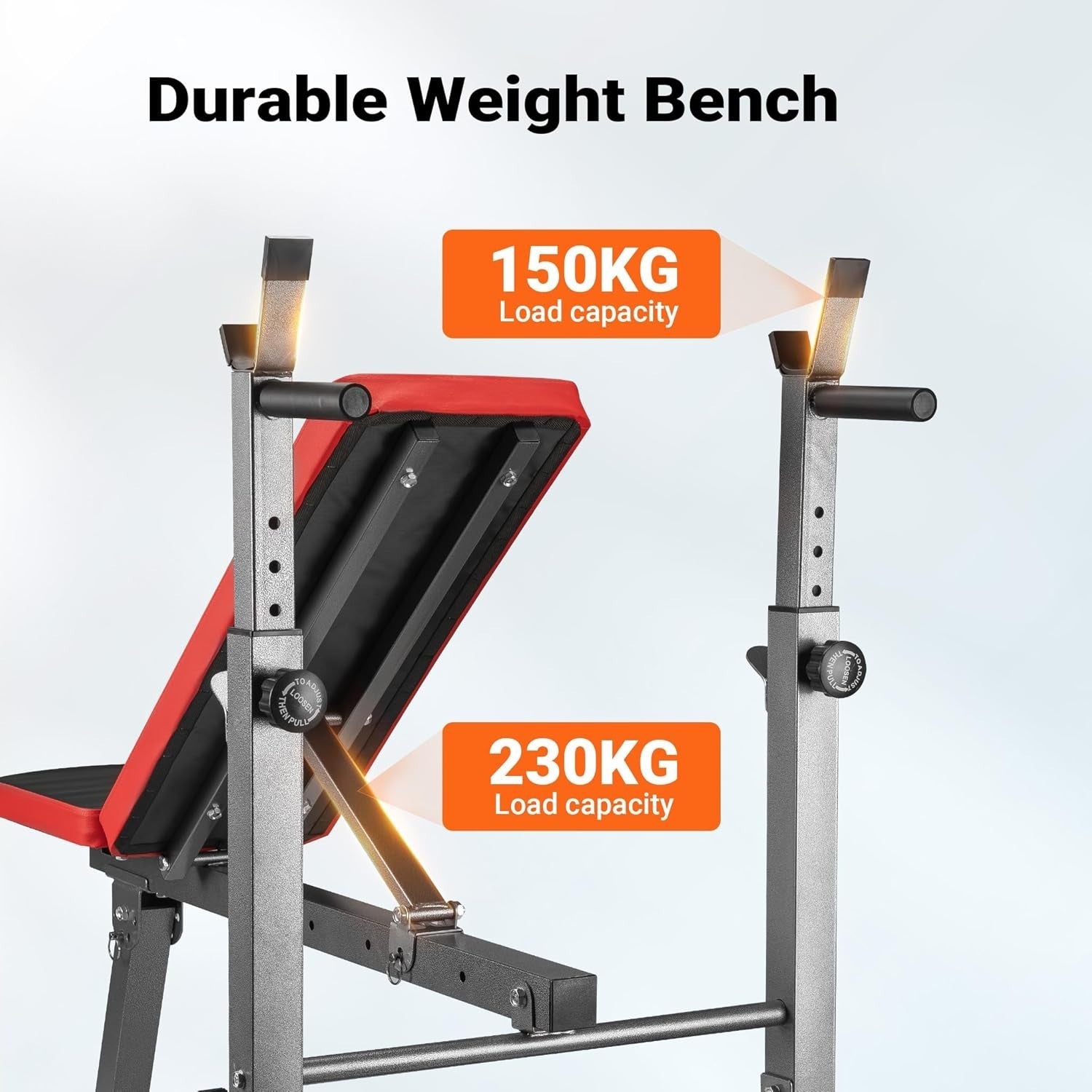 Foldable Adjustable Weight Bench With Barbell Rack 230kg Home Gym