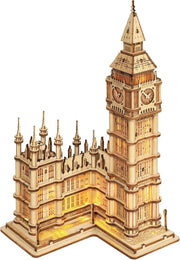 3D Wooden Big Ben Puzzle Model Kit – Laser Cut, Light-Up, Easy Build