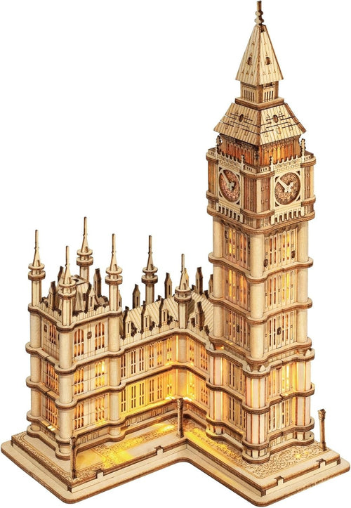3D Wooden Big Ben Puzzle Model Kit – Laser Cut, Light-Up, Easy Build
