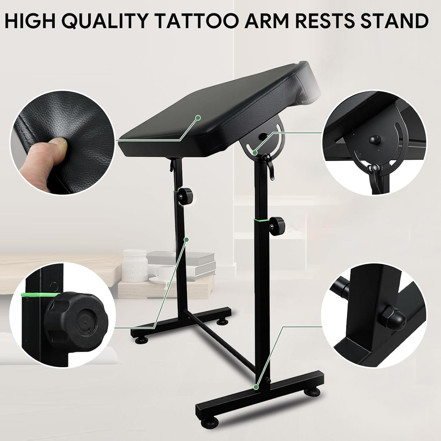 Tattoo Arm Rest Stand Adjustable Height Padded Support with Wide Stable Base