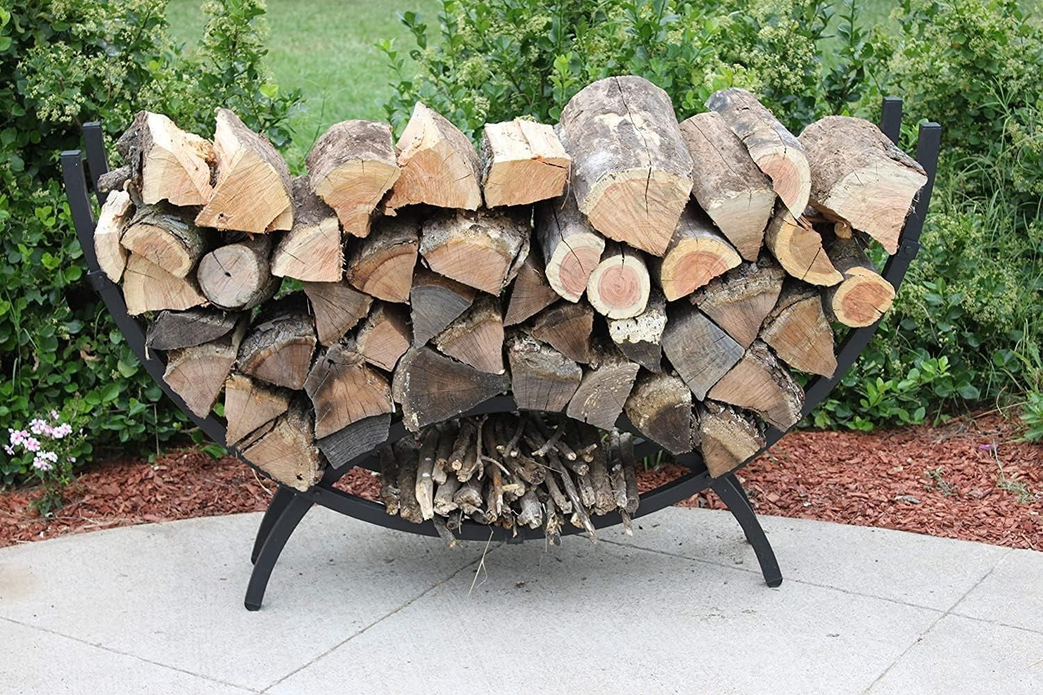 Outdoor Steel Firewood Rack with Protective Cover – Durable, Rustproof