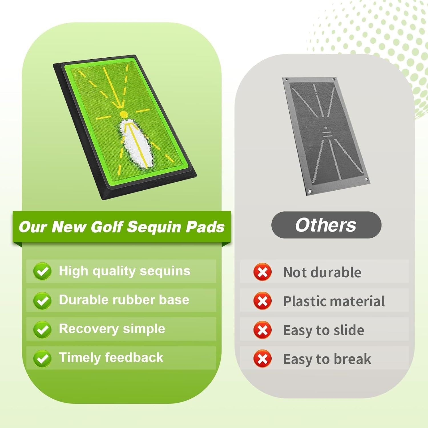 Golf Training Mat Swing Path Feedback Rubber Backing 45x30cm