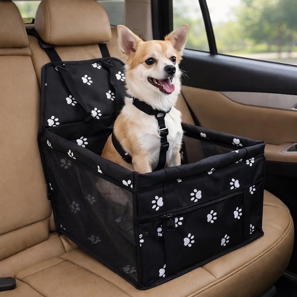 Foldable Dog Booster Car Seat Waterproof Travel Carrier Safety Leash