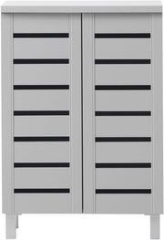 2 Door Shoe Storage Cabinet Slim Organizer 60x33x87 cm Light Grey