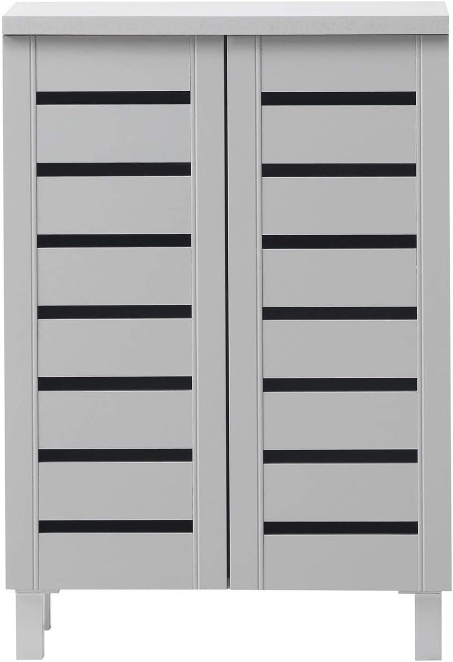 2 Door Shoe Storage Cabinet Slim Organizer 60x33x87 cm Light Grey