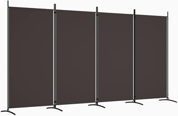 4 Panel Folding Room Divider Brown Privacy Screen 346x180cm Fabric Partition