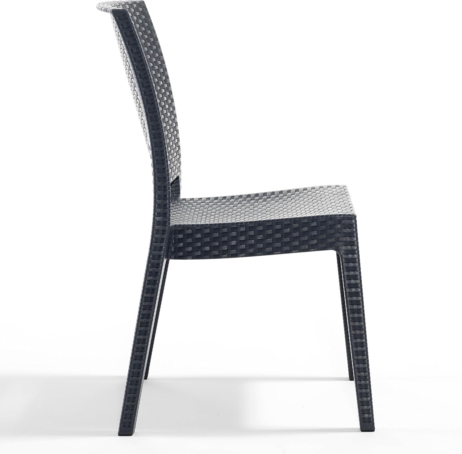 Set of 2 Stackable Rattan Effect Side Chairs Indoor Outdoor Patio Seating