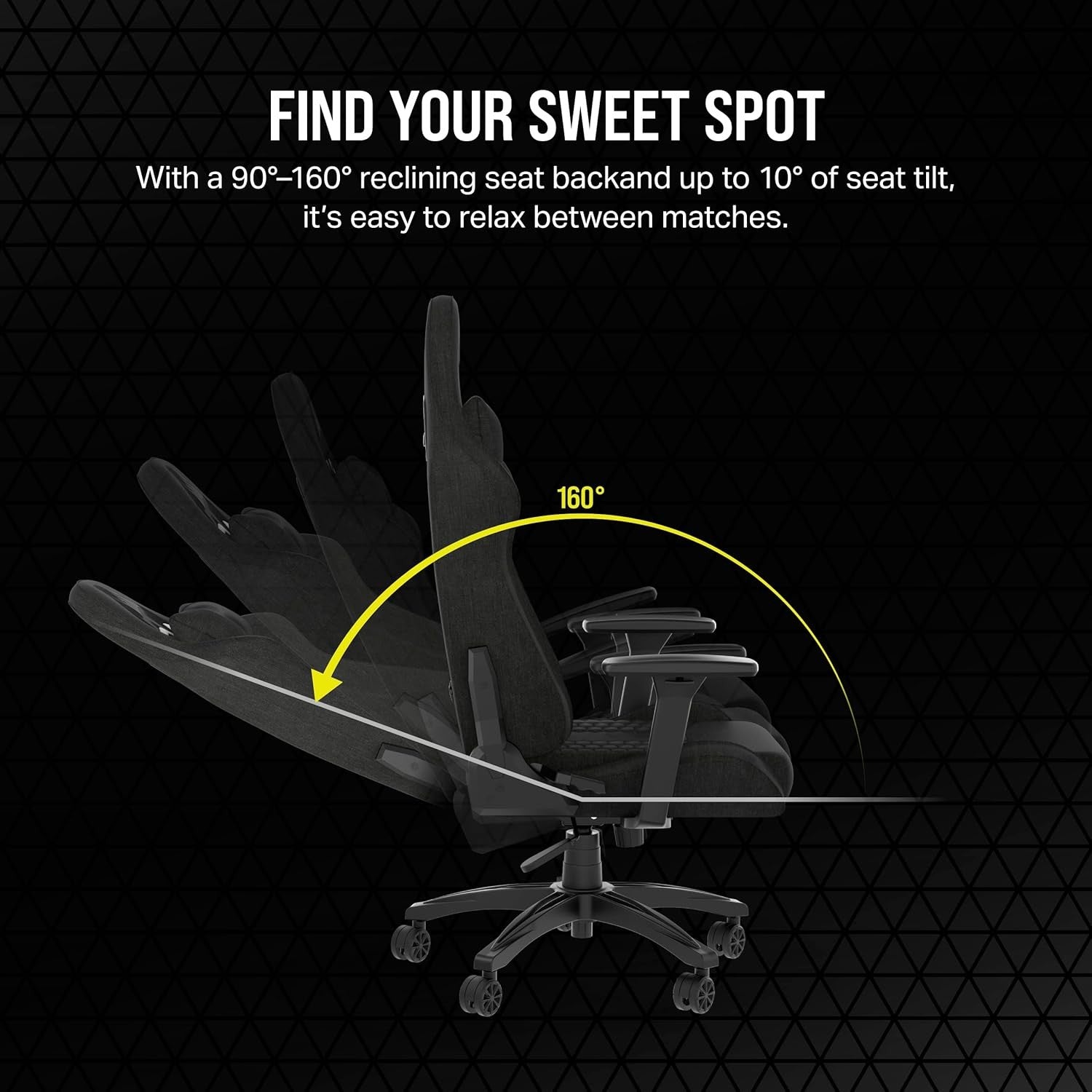 Relaxed Gaming Chair – Fabric Adjustable Seat with Lumbar