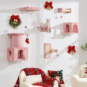 Cat Wall Shelves Set 6pcs Climbing Shelves with Scratching Posts Beds Toys