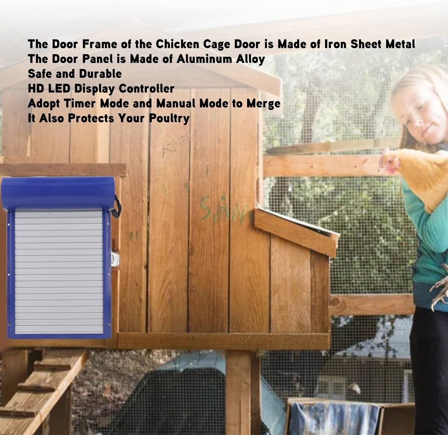 Automatic Chicken Coop Door Timer Roller Curtain Aluminium