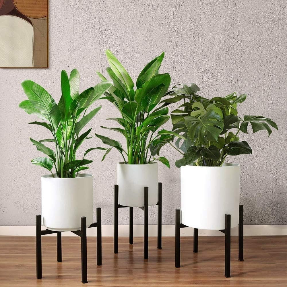 Mid-Century Metal Plant Stand 35.5cm Tall Indoor Outdoor Flower Pot Holder