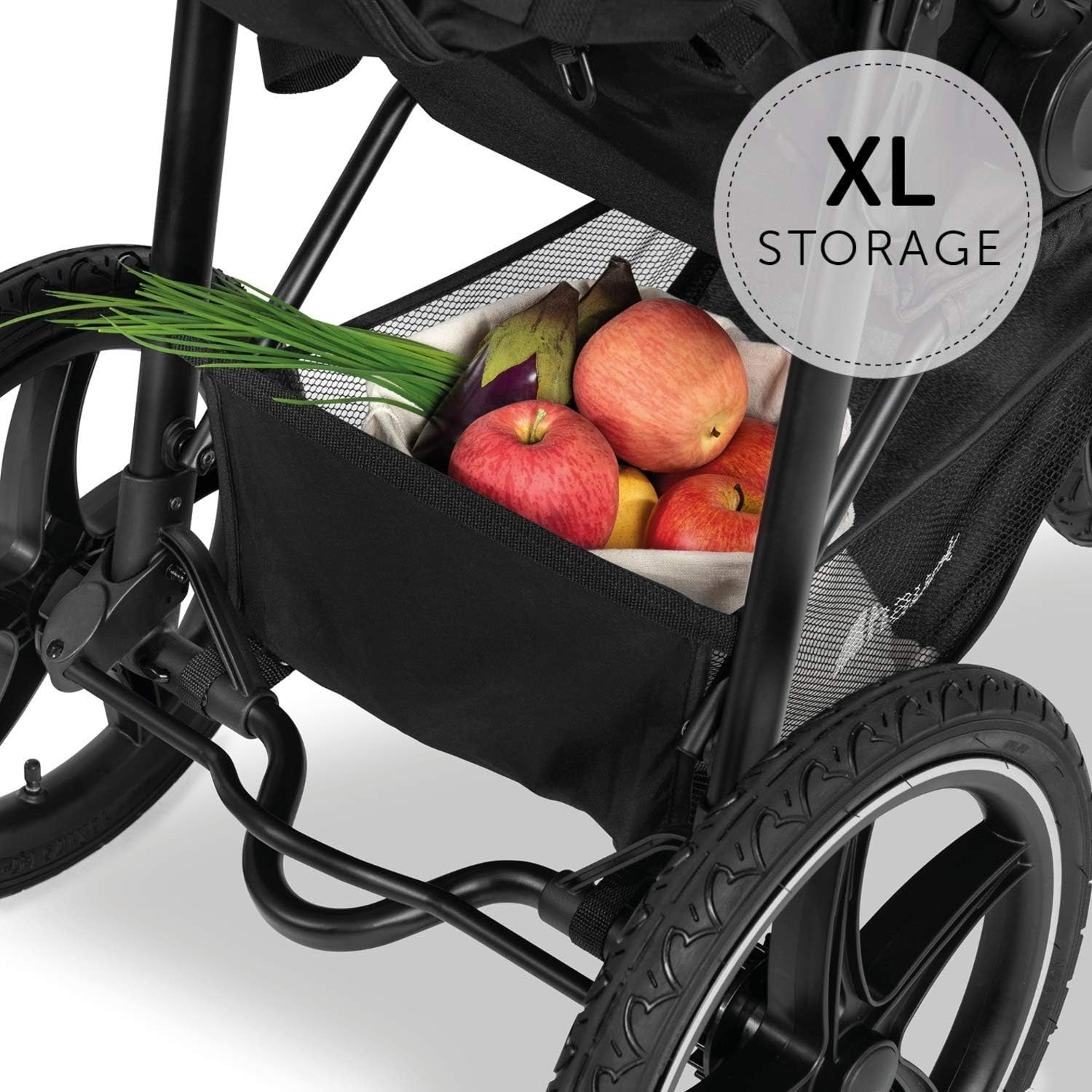 All Terrain Pushchair 3 Wheeler Air Tyre Stroller Reclining Seat UPF50+ Black