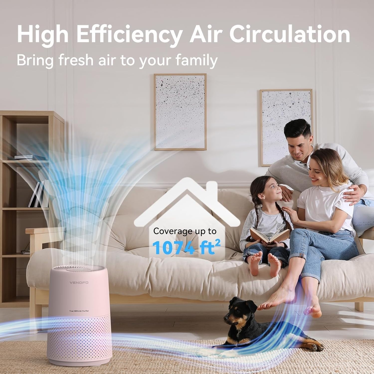 H13 HEPA Air Purifier Bedroom 1074ft² Ultra Quiet 24dB Pet Home