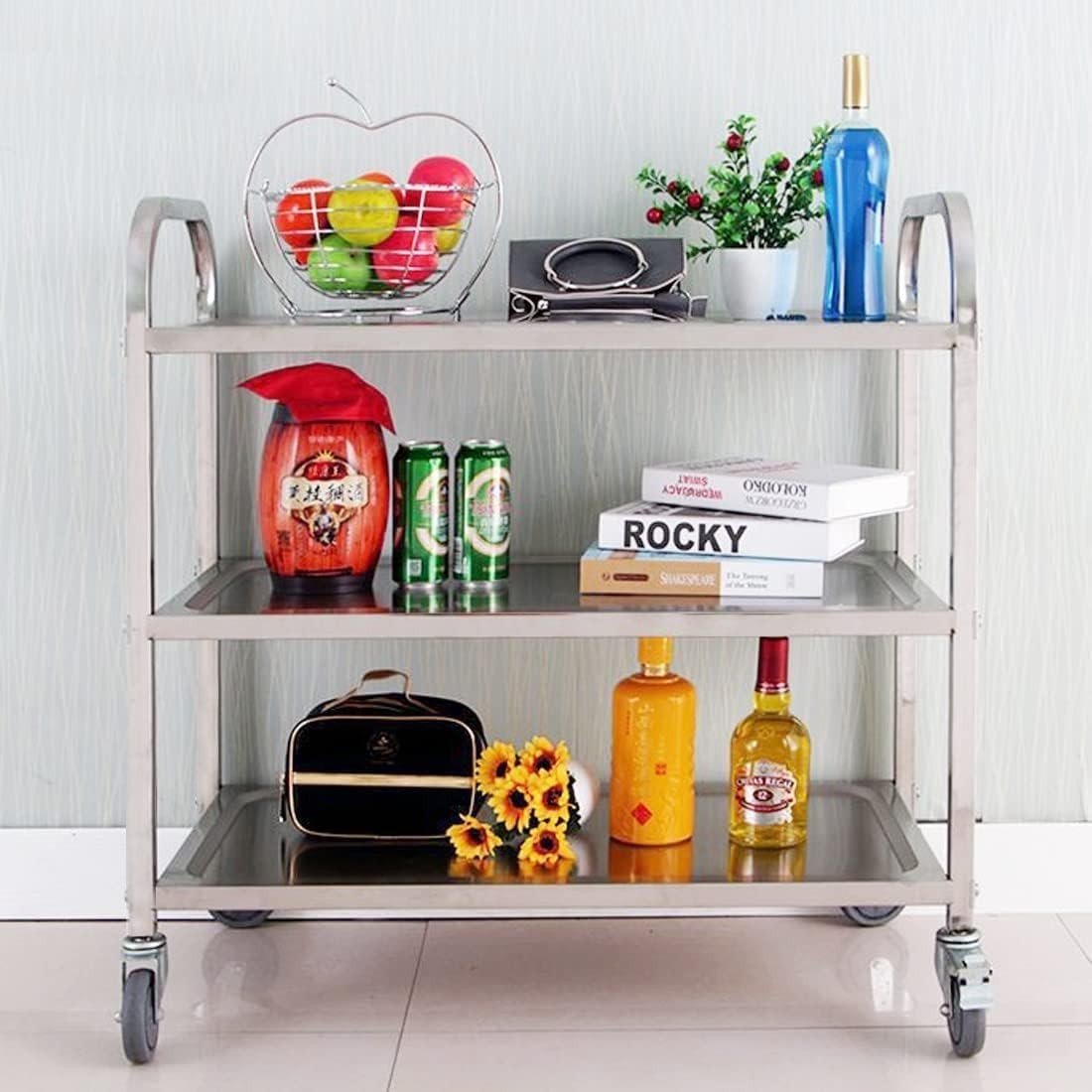 Stainless Steel 3 Tier Serving Trolley 750x400x835mm