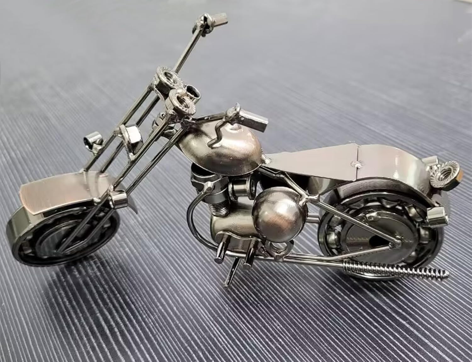 Vintage Metal Motorcycle Model – Handmade Retro Chainwheel Ornament Gift