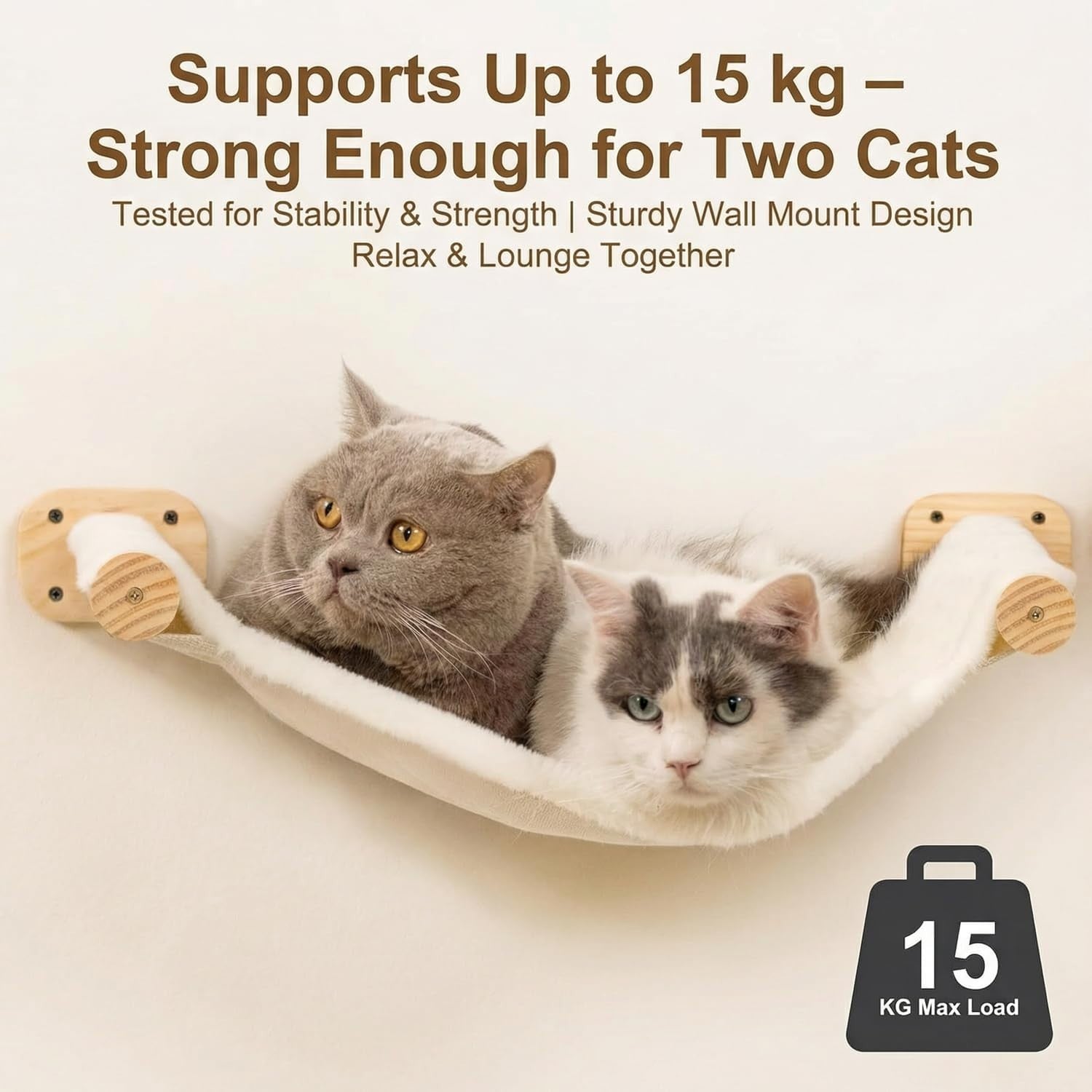 Wall Mounted Cat Hammock & Shelves Set Wooden Cat Climbing Furniture