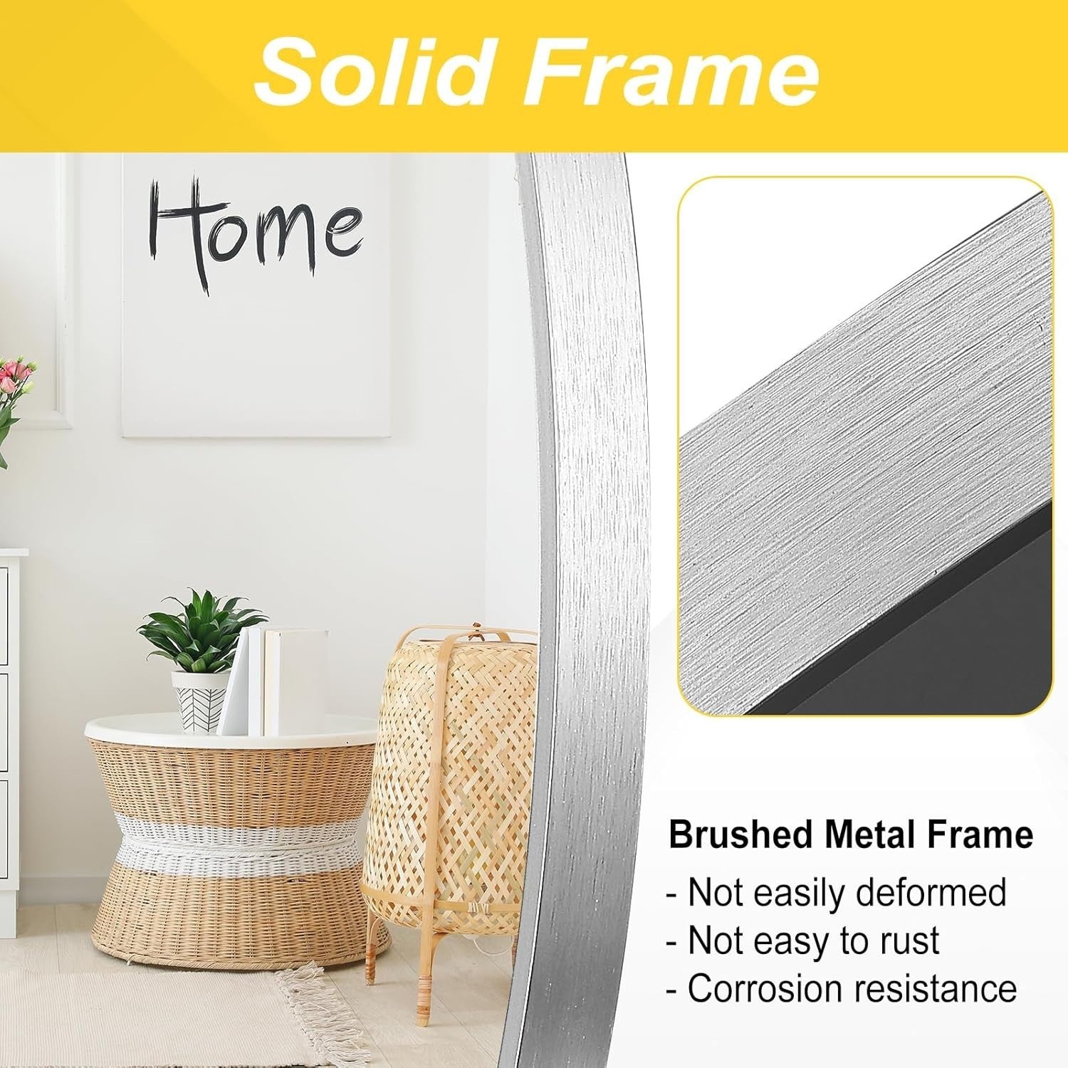 Silver Round Wall Mirror 76x76 cm Metal Frame for Bathroom & Living Room