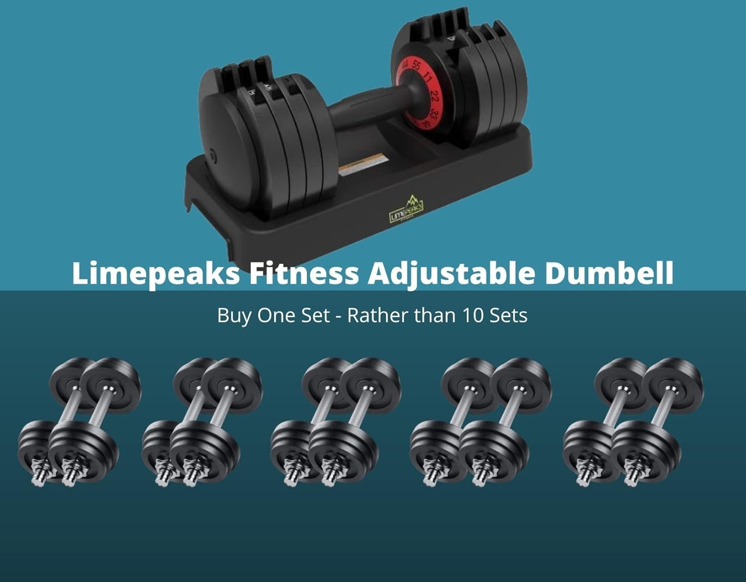 55LB Adjustable Dumbbell Twist Handle Non-Slip Home Gym Weight