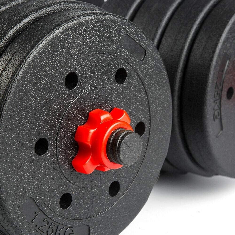 Adjustable Dumbbell Set 20kg or 30kg Spinner Locks Non Slip Steel Bars
